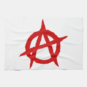 Anarchy symbol red punk music culture sign chaos p tea towel