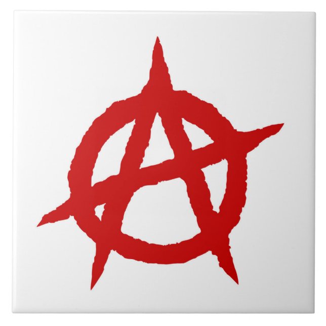 Anarchy symbol red punk music culture sign chaos p tile (Front)
