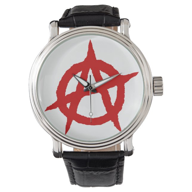 Anarchy symbol red punk music culture sign chaos p watch (Front)