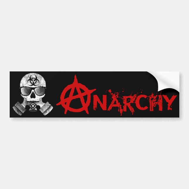 Anarchy with Skull & Gas Mask bumper sticker (Front)