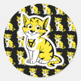 Anarkitty AnCat AnCap Pattern Black and Yellow Classic Round Sticker