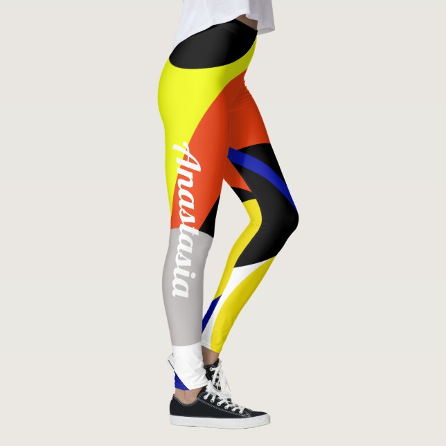 Anastasia Add Your Name Abstract Art Leggings (Right)