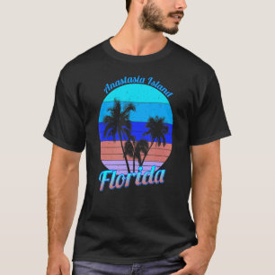 Anastasia Island Florida Retro Tropical Palm Trees T-Shirt
