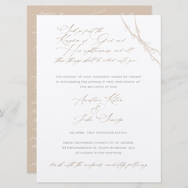 Anastasia & John Surridge Custom Wedding Invitation (Front/Back)