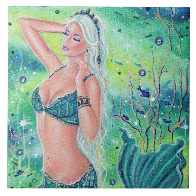Anastasia mermaid ceramic tile fantasy art (Front)