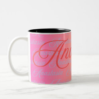 Anastasia Name Design Pattern Two-Tone Coffee Mug