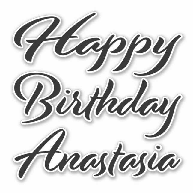 Anastasia Name First name black Sticker Birthday (Front)