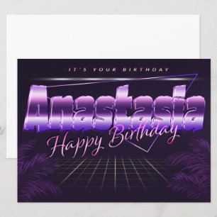 Anastasia Name Vorname lila retro Karte Geburtstag Card