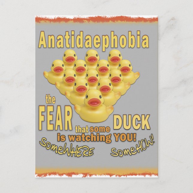 ANATIDAEPHOBIA - FEAR OF DUCKS!  Rubber Duck Postcard (Front)