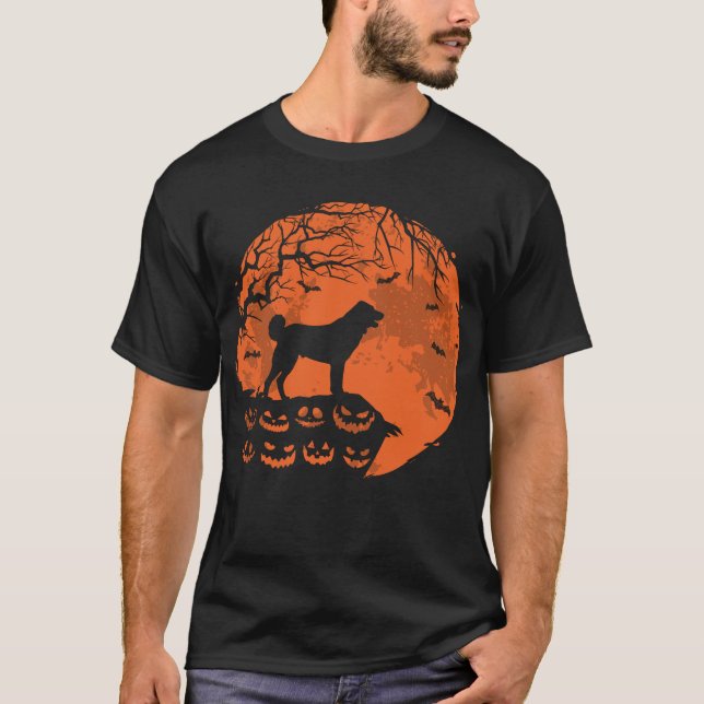 Anatolian Shepherd And Moon Halloween Dog lovers T-Shirt (Front)