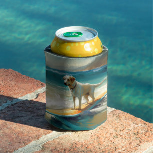 Anatolian Shepherd Beach Surfing Painting Can Cooler