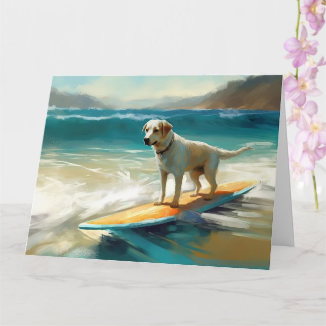 Anatolian Shepherd Beach Surfing Painting  Card (Orchid)