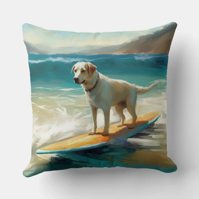 Anatolian Shepherd Beach Surfing Painting  Cushion (Back)