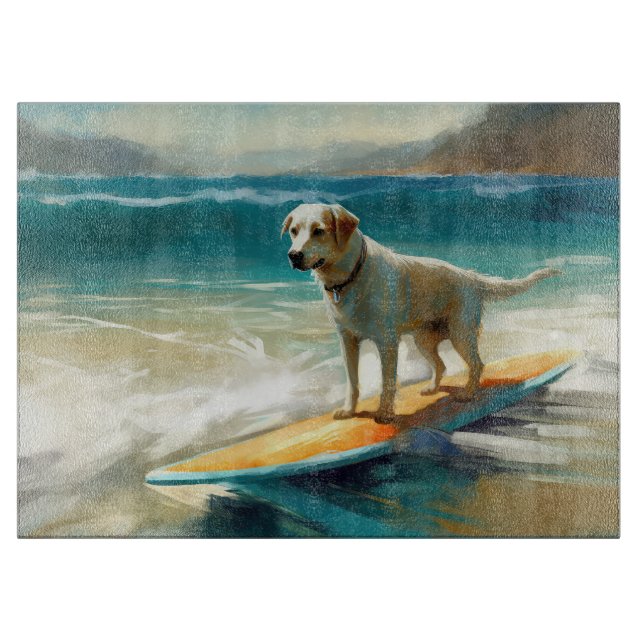 Anatolian Shepherd Beach Surfing Painting  Cutting Board (Front)