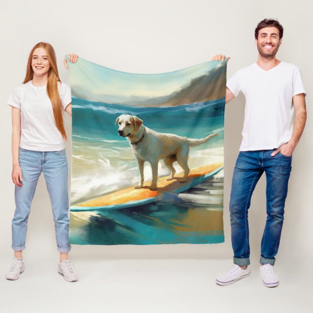 Anatolian Shepherd Beach Surfing Painting  Fleece Blanket (In Situ)