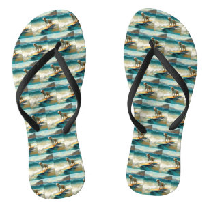 Anatolian Shepherd Beach Surfing Painting  Flip Flops