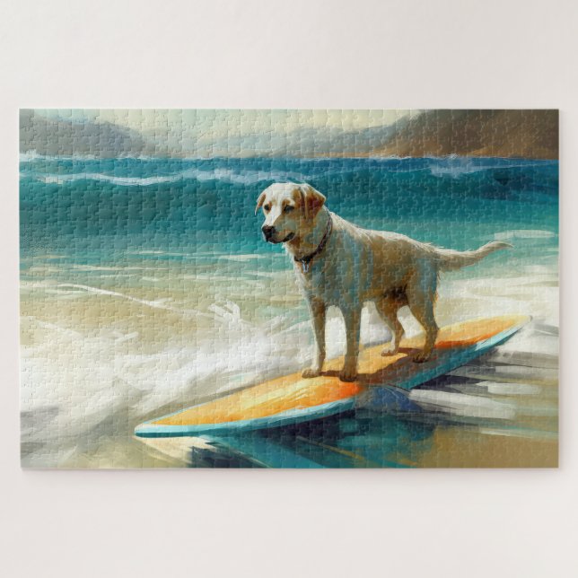 Anatolian Shepherd Beach Surfing Painting  Jigsaw Puzzle (Horizontal)