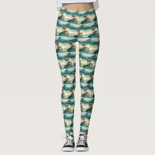 Anatolian Shepherd Beach Surfing Painting Leggings