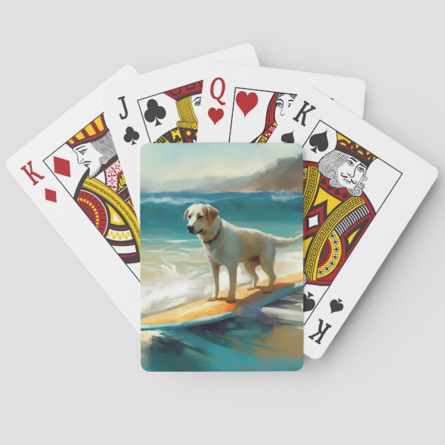 Anatolian Shepherd Beach Surfing Painting  Playing Cards (Back)