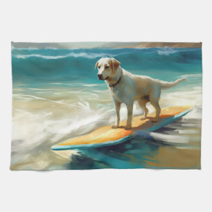 Anatolian Shepherd Beach Surfing Painting  Tea Towel