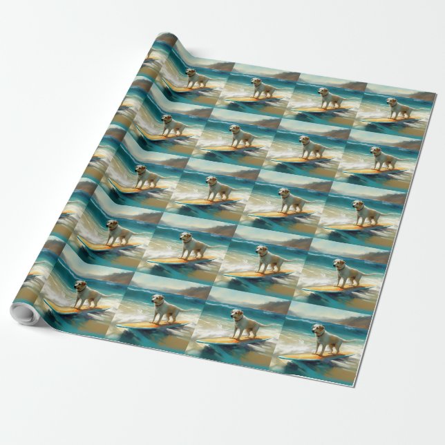Anatolian Shepherd Beach Surfing Painting  Wrapping Paper (Unrolled)