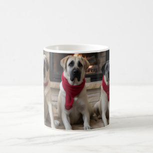 Anatolian Shepherd  by the Fireplace Christmas Coffee Mug