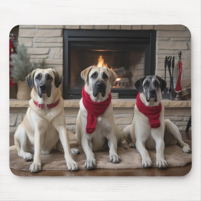 Anatolian Shepherd  by the Fireplace Christmas Mouse Mat (Front)