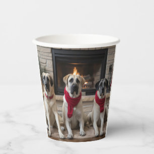 Anatolian Shepherd by the Fireplace Christmas Paper Cups