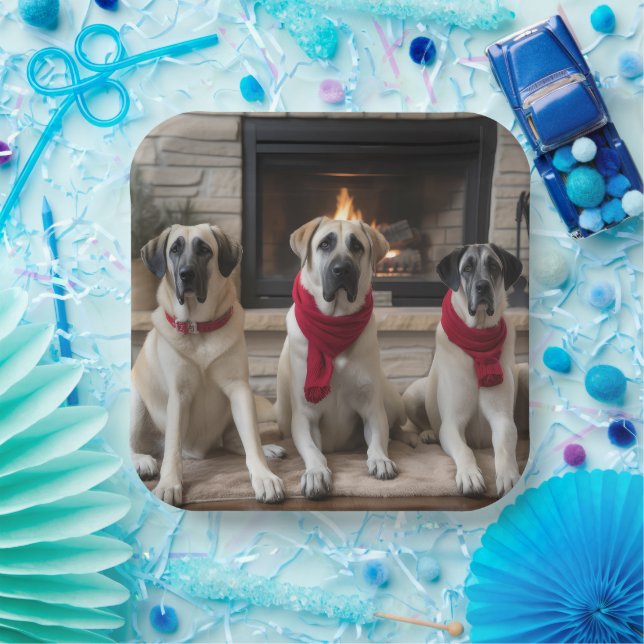Anatolian Shepherd  by the Fireplace Christmas Paper Plate (Party)