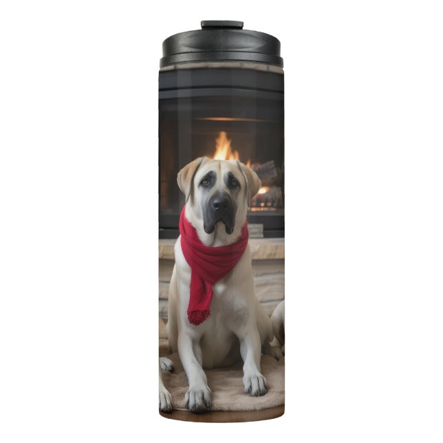 Anatolian Shepherd  by the Fireplace Christmas Thermal Tumbler (Front)