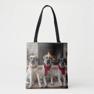 Anatolian Shepherd by the Fireplace Christmas Tote Bag