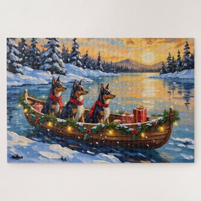 Anatolian Shepherd Christmas Boat Holiday Jigsaw Puzzle (Horizontal)