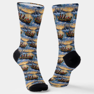 Anatolian Shepherd Christmas Boat Holiday Socks
