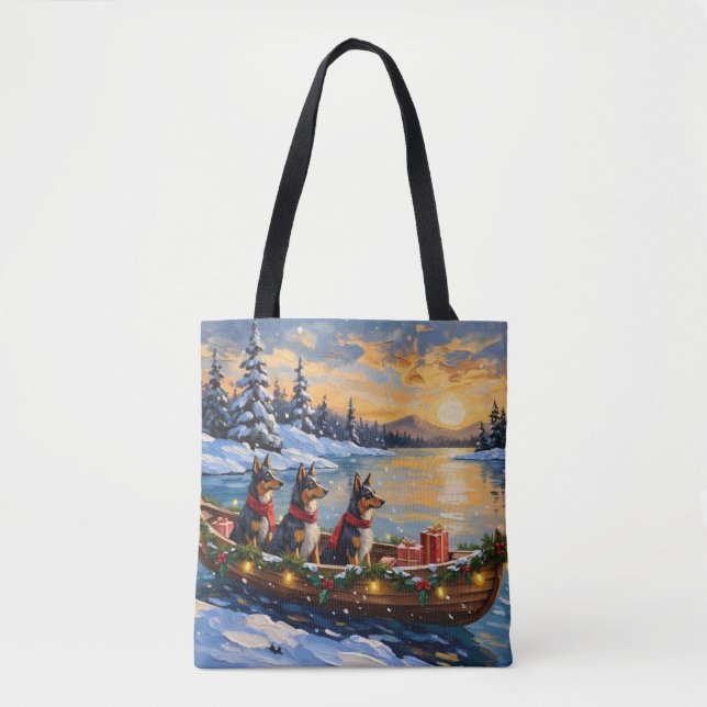 Anatolian Shepherd Christmas Boat Holiday Tote Bag (Front)