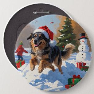 Anatolian Shepherd Christmas Festive Snow 6 Cm Round Badge