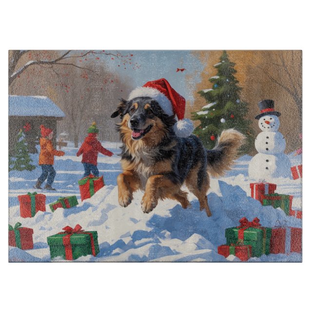 Anatolian Shepherd Christmas Festive Snow Cutting Board (Front)