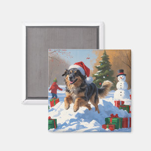 Anatolian Shepherd Christmas Festive Snow Magnet