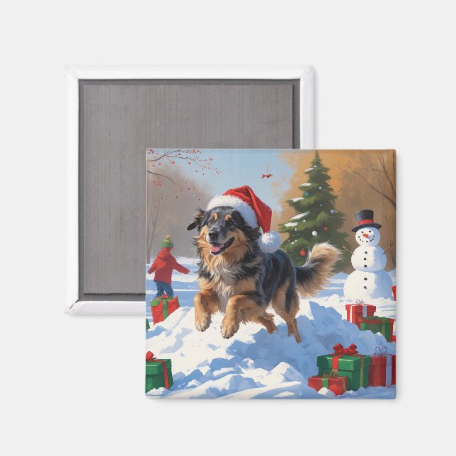 Anatolian Shepherd Christmas Festive Snow Magnet (Front/Back)