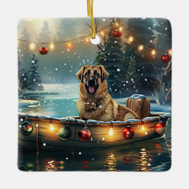 Anatolian Shepherd Christmas Festive Voyage Ceramic Ornament (Front)
