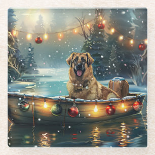 Anatolian Shepherd Christmas Festive Voyage Glass Coaster