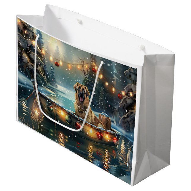 Anatolian Shepherd Christmas Festive Voyage Large Gift Bag (Front Angled)