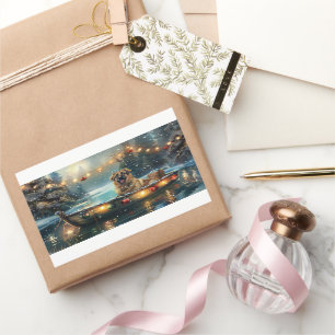 Anatolian Shepherd Christmas Festive Voyage Rectangular Sticker