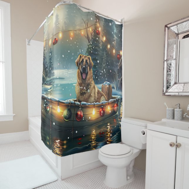 Anatolian Shepherd Christmas Festive Voyage Shower Curtain (In Situ)