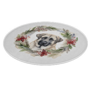 Anatolian Shepherd Christmas Wreath Festive Pup Cutting Board