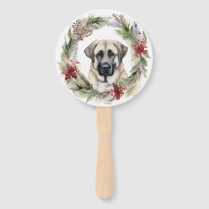 Anatolian Shepherd Christmas Wreath Festive Pup Hand Fan
