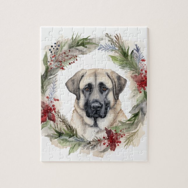 Anatolian Shepherd Christmas Wreath Festive Pup Jigsaw Puzzle (Vertical)