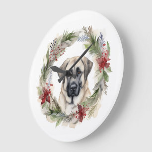 Anatolian Shepherd Christmas Wreath Festive Pup Large Clock