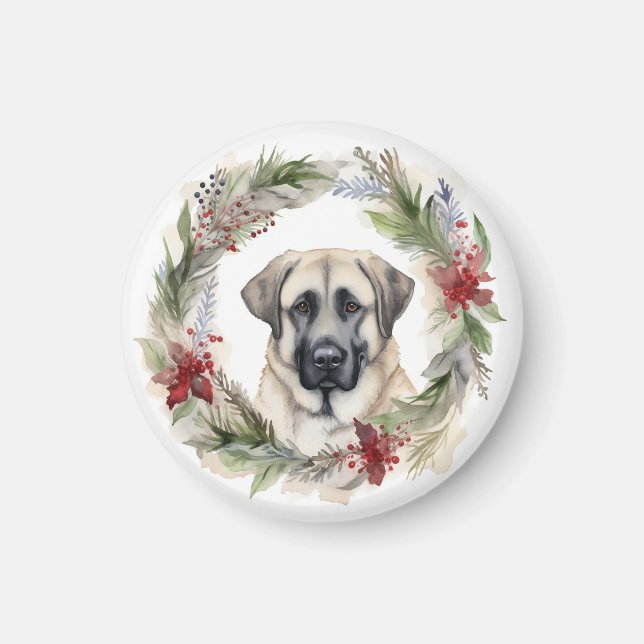 Anatolian Shepherd Christmas Wreath Festive Pup Magnet (Front)