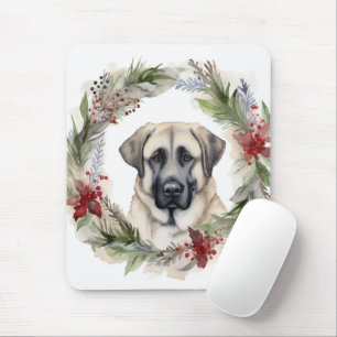 Anatolian Shepherd Christmas Wreath Festive Pup Mouse Mat