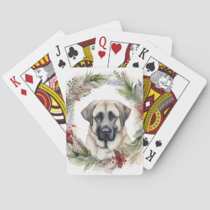 Anatolian Shepherd Christmas Wreath Festive Pup Playing Cards